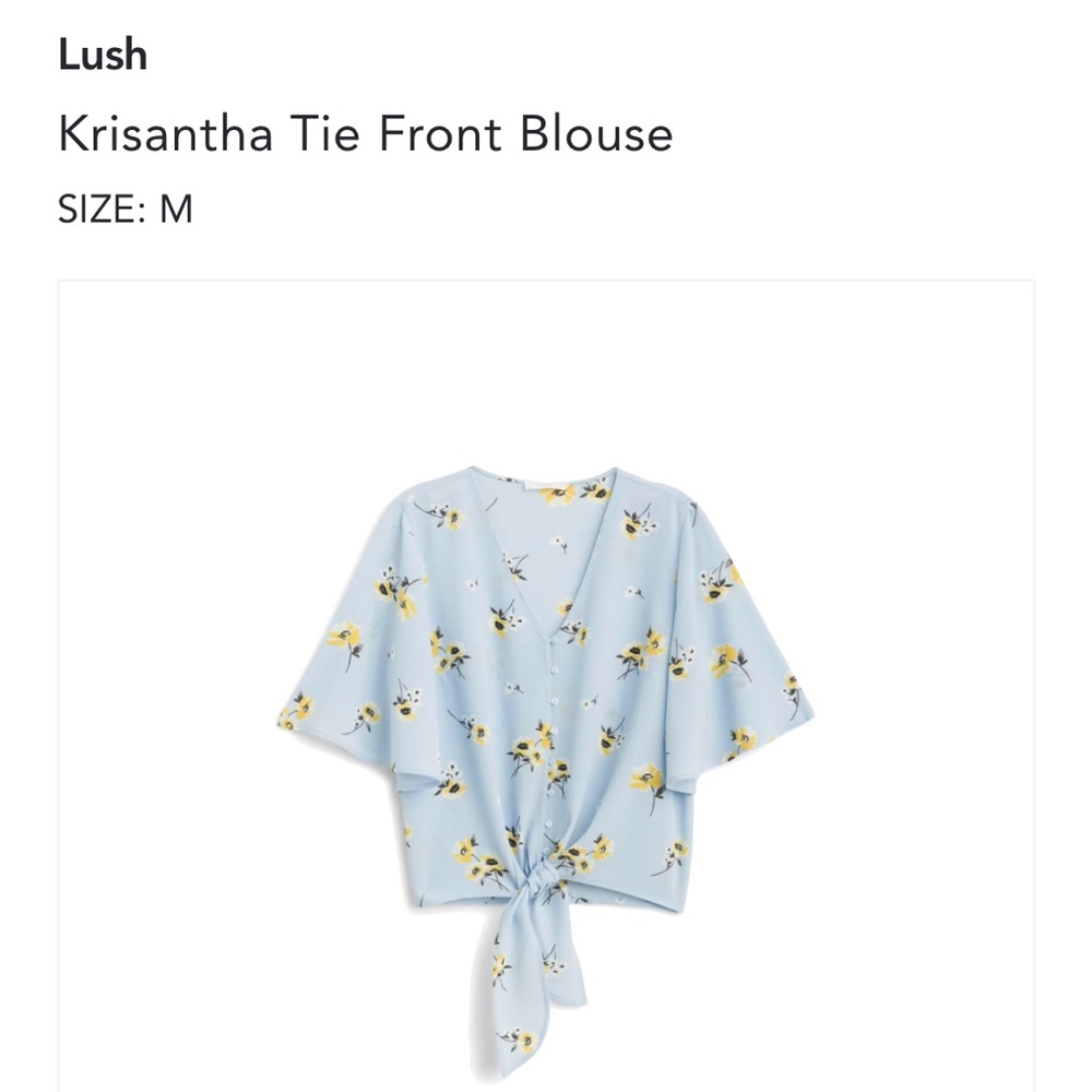 Lush Krisantha Tie Front Blouse Blue Size M NWOT- Stitch Fix - NWOT